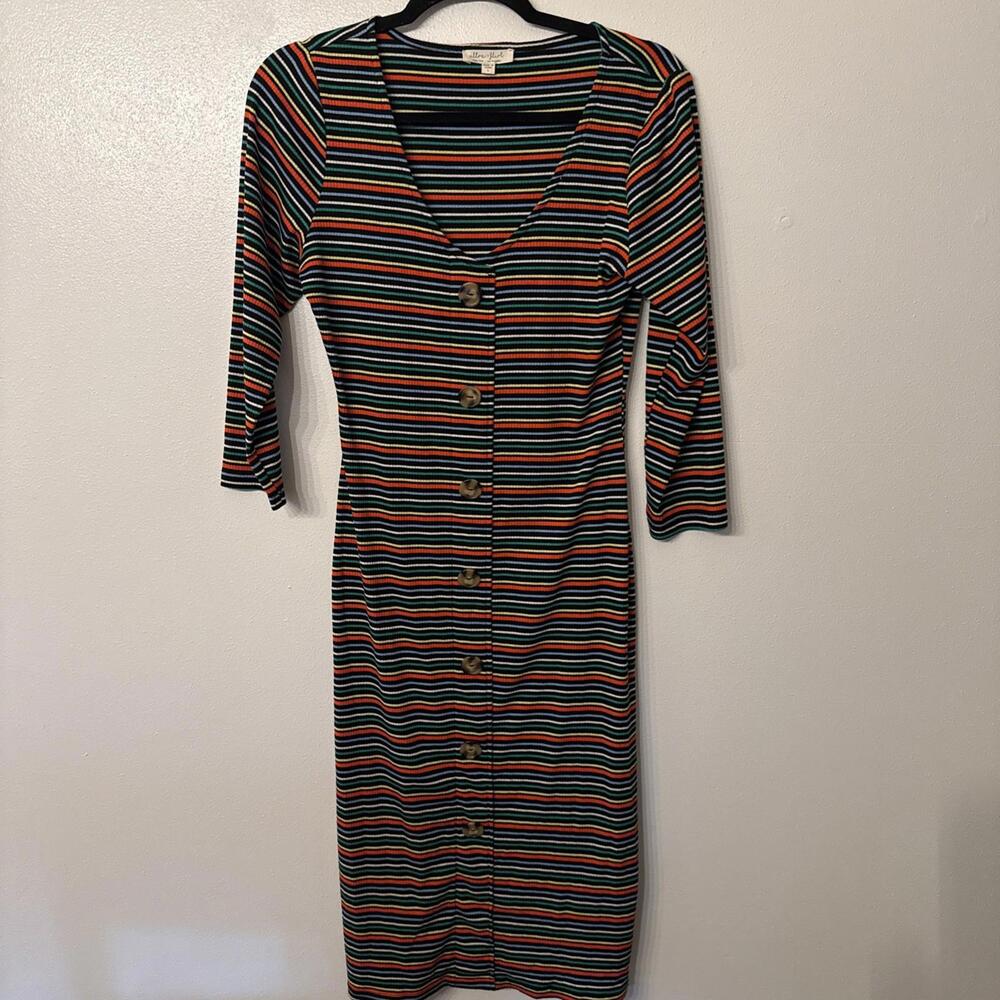 ULTRA FLIRT Bodycon Sheath Dress Sz L‎ Striped Lightweight Jersey Knit